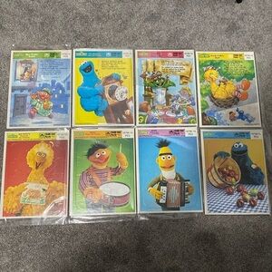 Vintage Set Sesame Street Golden Puzzles Bert Ernie Big Bird Cookie Monster 80’s